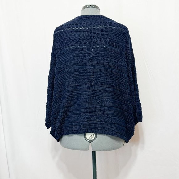 Joseph A NWT Sz XL Navy Boxy  3/4 Sleeves Crewneck Sweater - Picture 5 of 11